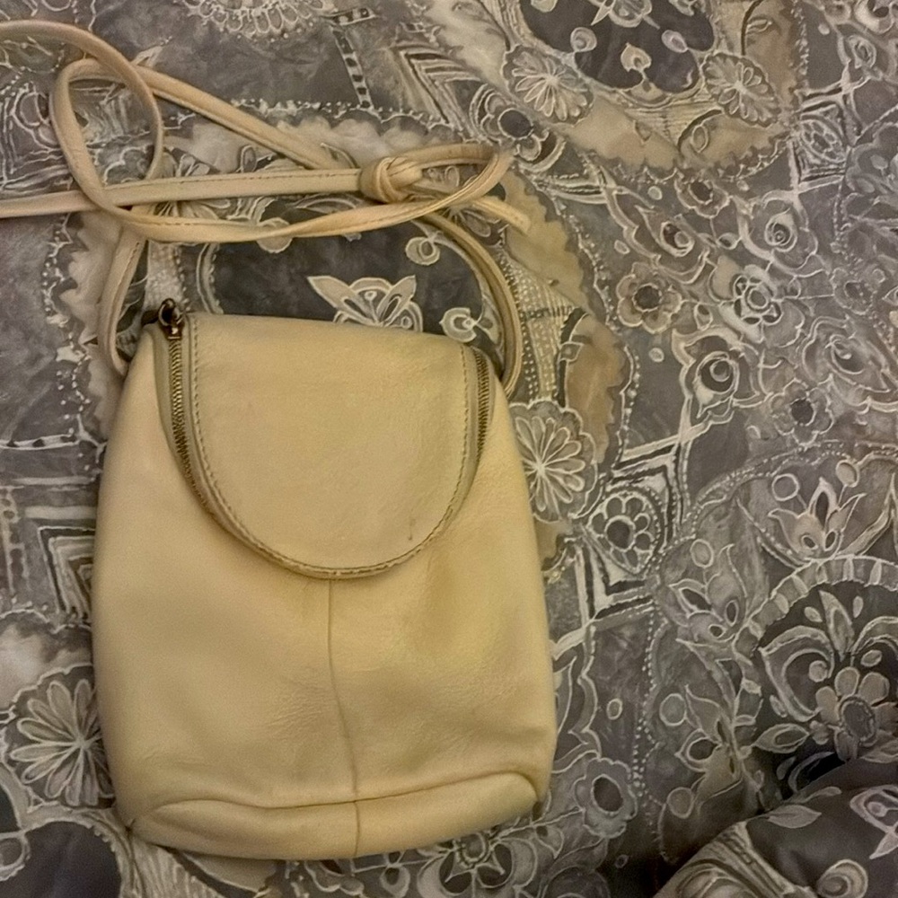 Elegant Cream Leather Crossbody HOBO Bag